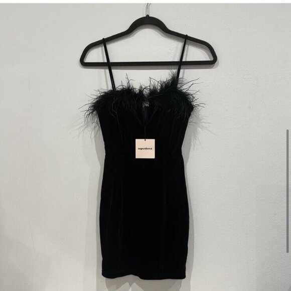 superdown Erika Feather Mini Dress Black - Picture 4 of 5